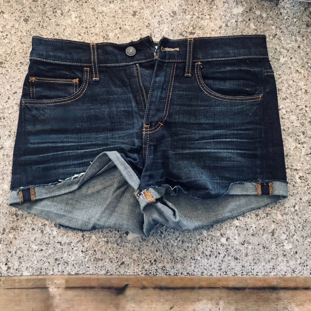 Abercrombie & Fitch Women’s Dark Blue Denim Shorts - S 2/26W - Distressed Cuffed